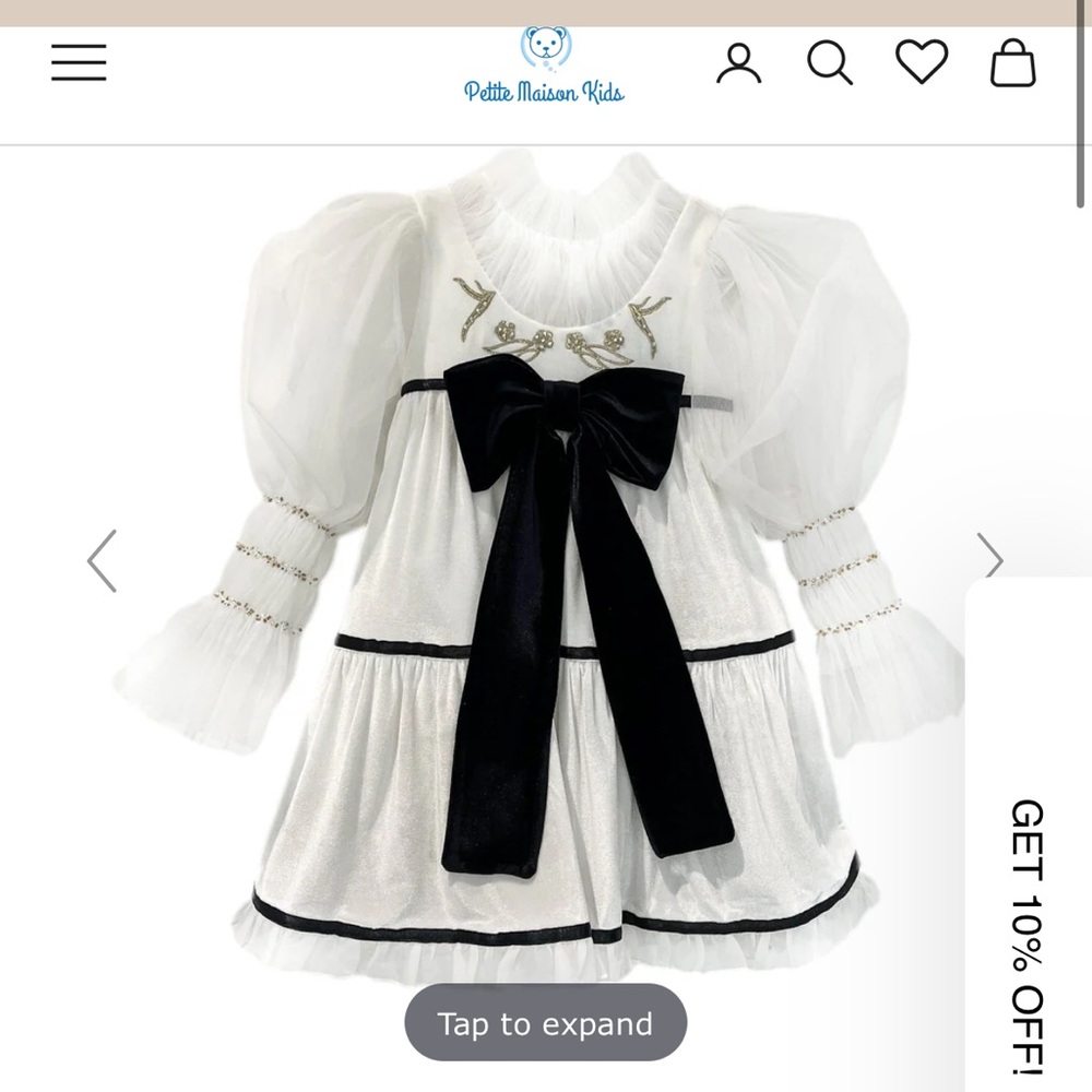 Elegant White and Black Kids Formal Dress